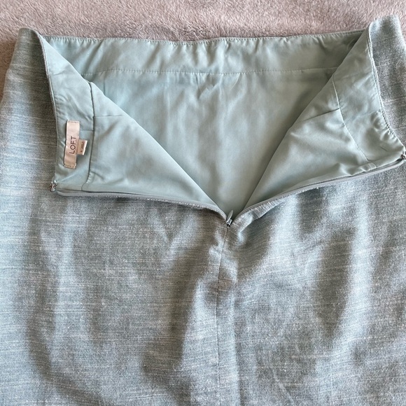 LOFT WOMEN'S Linen SEA BLUE W/ SILVER THREADS skirts SIZE 8 - Picture 3 of 9